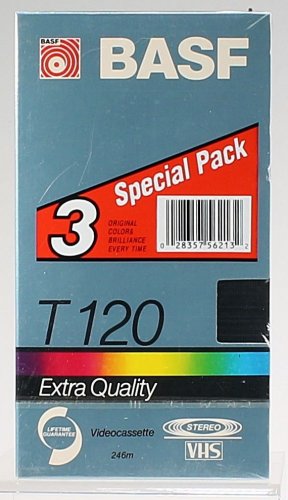 NEW BASF 3 Pack T-120 Extra Quality Factory Sealed Blank VHS Video Tapes