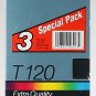 NEW BASF 3 Pack T-120 Extra Quality Factory Sealed Blank VHS Video Tapes