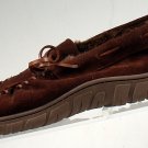 CHAPS Genuine Suede Leather Brown Moccasin Slippers MEN sz L (9.5-10.5) Shoes