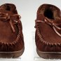 CHAPS Genuine Suede Leather Brown Moccasin Slippers MEN sz L (9.5-10.5) Shoes