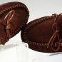 CHAPS Genuine Suede Leather Brown Moccasin Slippers MEN sz L (9.5-10.5) Shoes