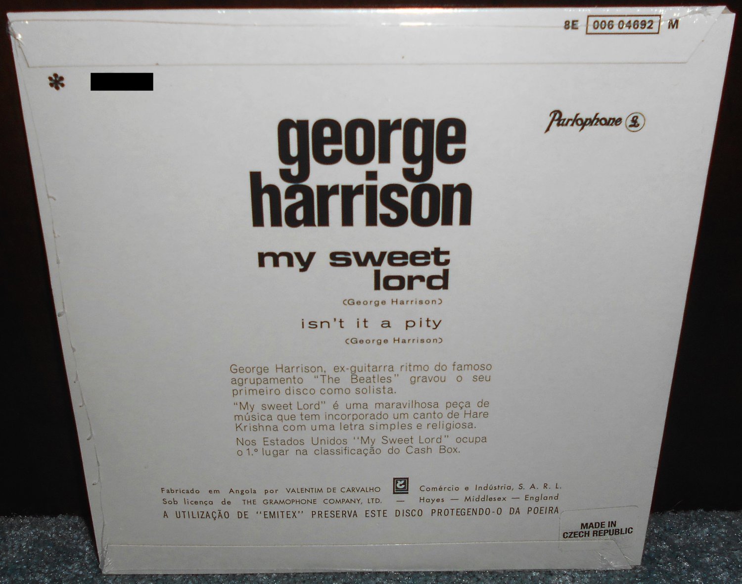 Harrison My Sweet Lord Clear Vinyl 7" Single Record Store Day