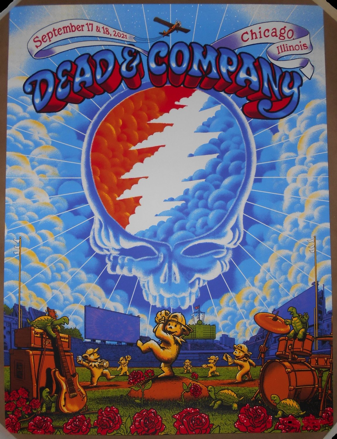 Grateful Dead & Company Chicago Wrigley Field 2021 Poster James Flames S/N Print