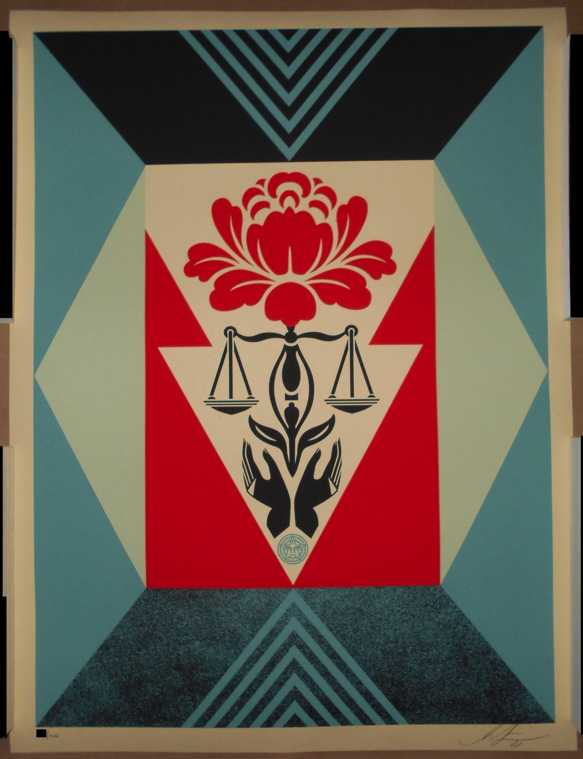 Shepard Fairey Cultivate Justice Red Screen Print Poster Signed Numbered OBEY