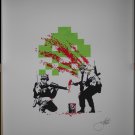Jeff Gillette Art In Action Space Invader Giclee Print Signed Banksy Soldier 100