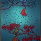 Marq Spusta One On A Bare And Blossoming Branch Screen Print Teal Red Signed 360