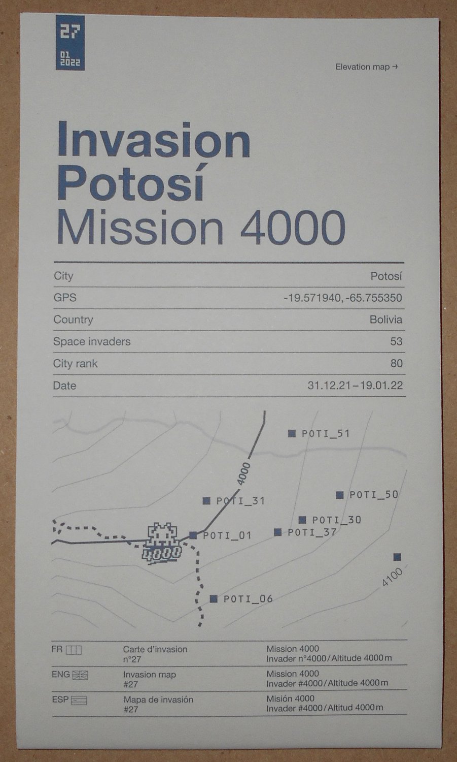 Space Invader Invasion Potosi Map Mission 4000 Bolivia Street Art OFFICIAL 2022