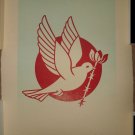 Shepard Fairey Barb Wire Dove Blue Letterpress Print Signed Barbed Peace Bird