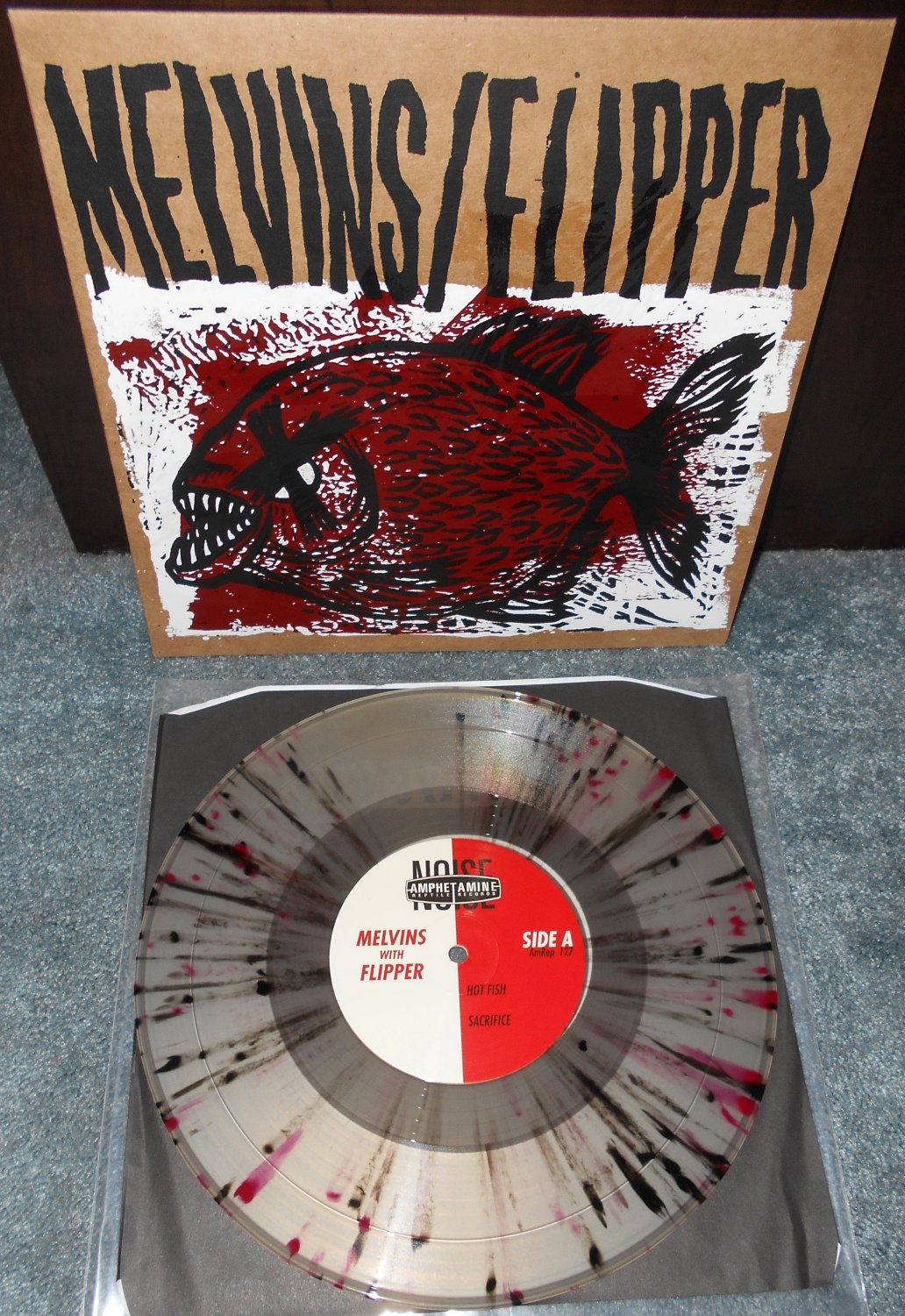 Melvins Flipper Hot Fish 10" Vinyl EP Clear Black Red Splatter Color LP Haze XXL