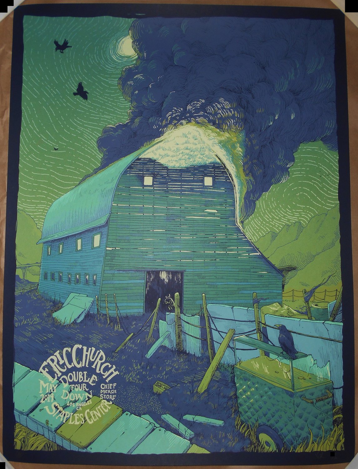 Eric Church 2019 Los Angeles Poster Dave Kloc Double Down Tour Print Signed #/70