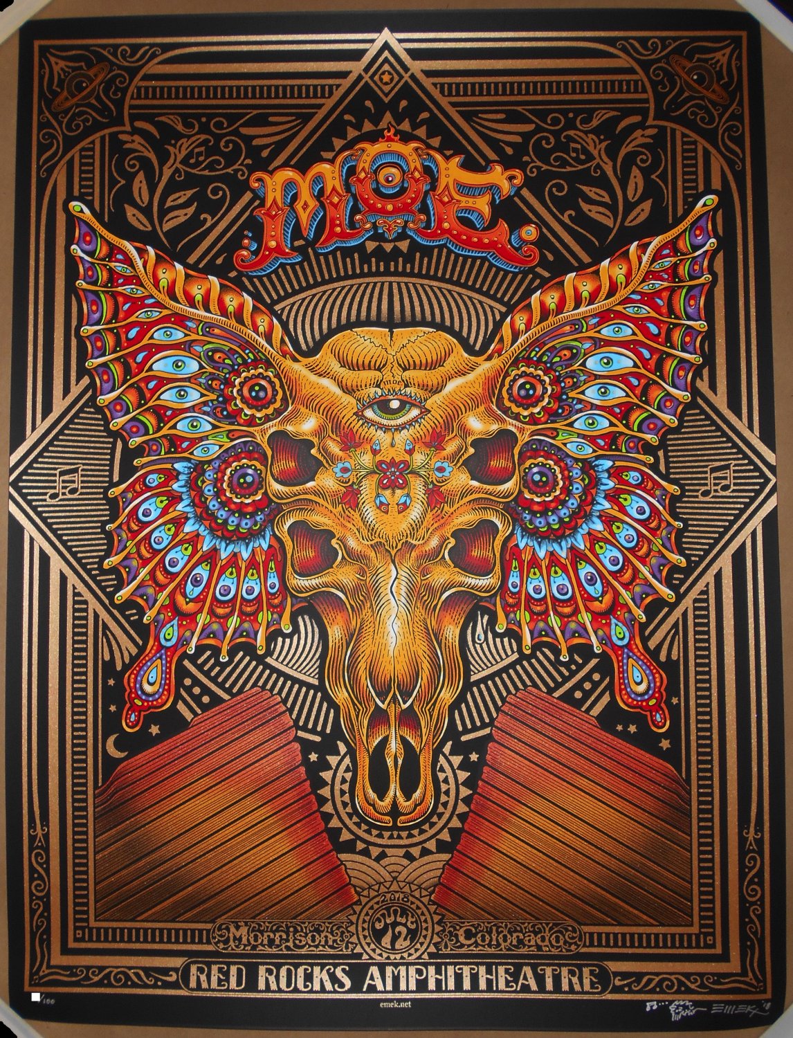 COPPER AE Moe. 2018 Red Rocks Morrison CO EMEK Screen Print Poster Signed +BONUS
