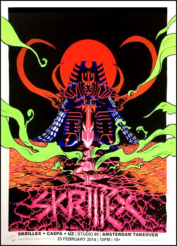 Skrillex 2014 Amsterdam Poster Screen Print Signed Tim Doyle AP Dubstep Proof