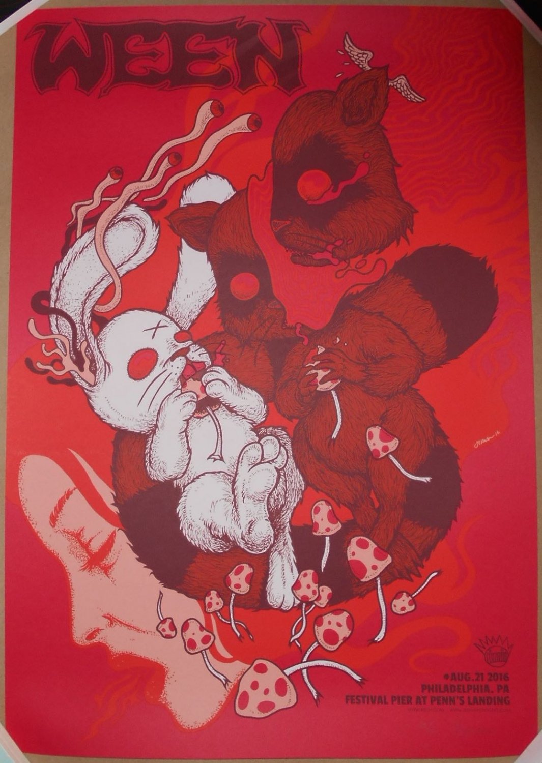 SCARLET RED VARIANT Ween 2016 Philadelphia Jermaine Rogers Signed Print Poster