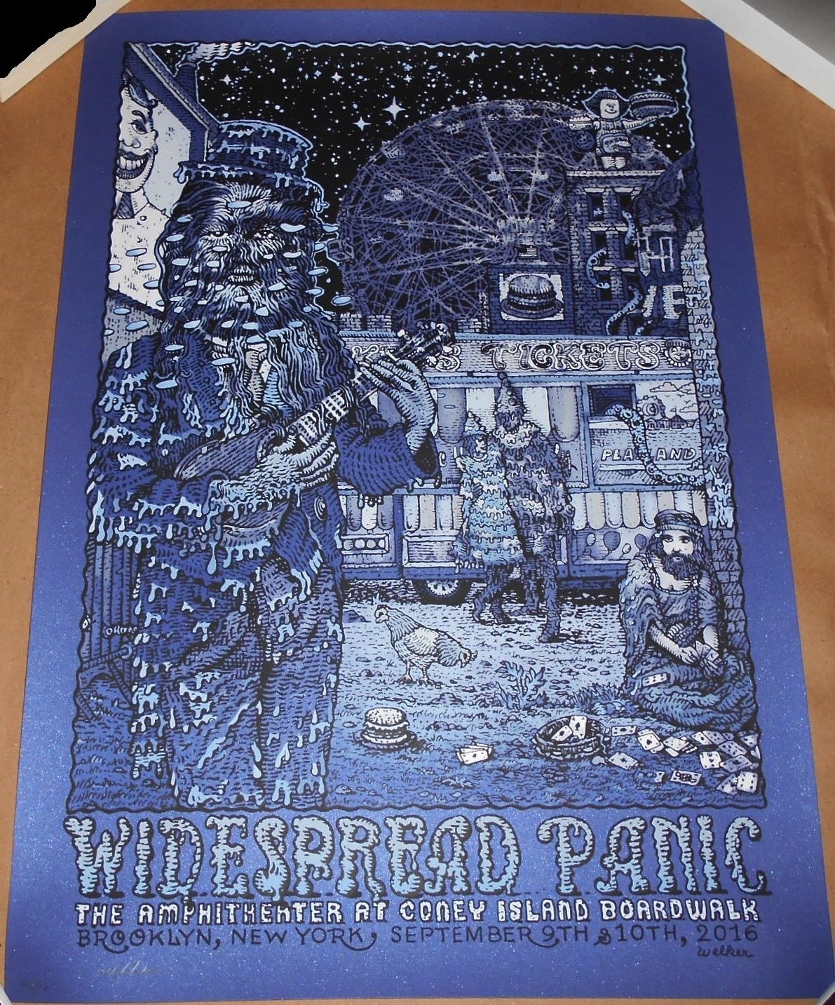 VARIANT Widespread Panic 2016 Brooklyn NY Coney Island Print Poster David Welker