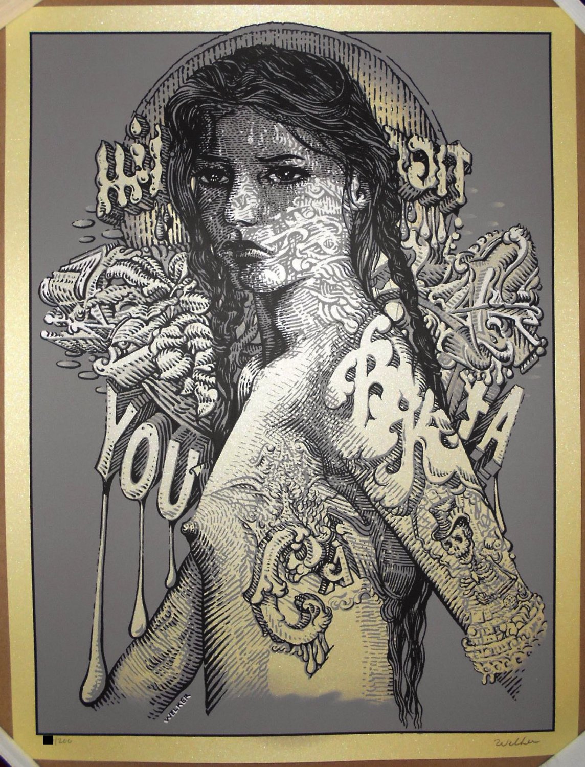 David Welker Cali Girl Grrrl Signed Screen Print Poster #d /200 Blink 182 Art