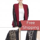 StunningLa BLAZEL WITH FAUX LEATHER SLEEVES. S,M,L MAGENTA TAUPE WHITE
