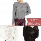 StunningLa CASUAL SWEATER S,M,L Grey White Black ORNATE OPEN SWEATER WITH SCALLOP DETAIL.
