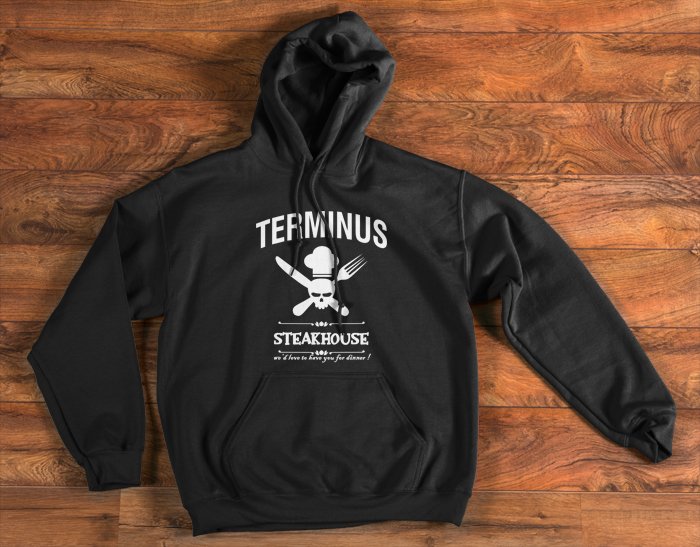 Terminus Steak House BBQ Pullover Hoodie Funny Walking Dead Zombie Apocalypse