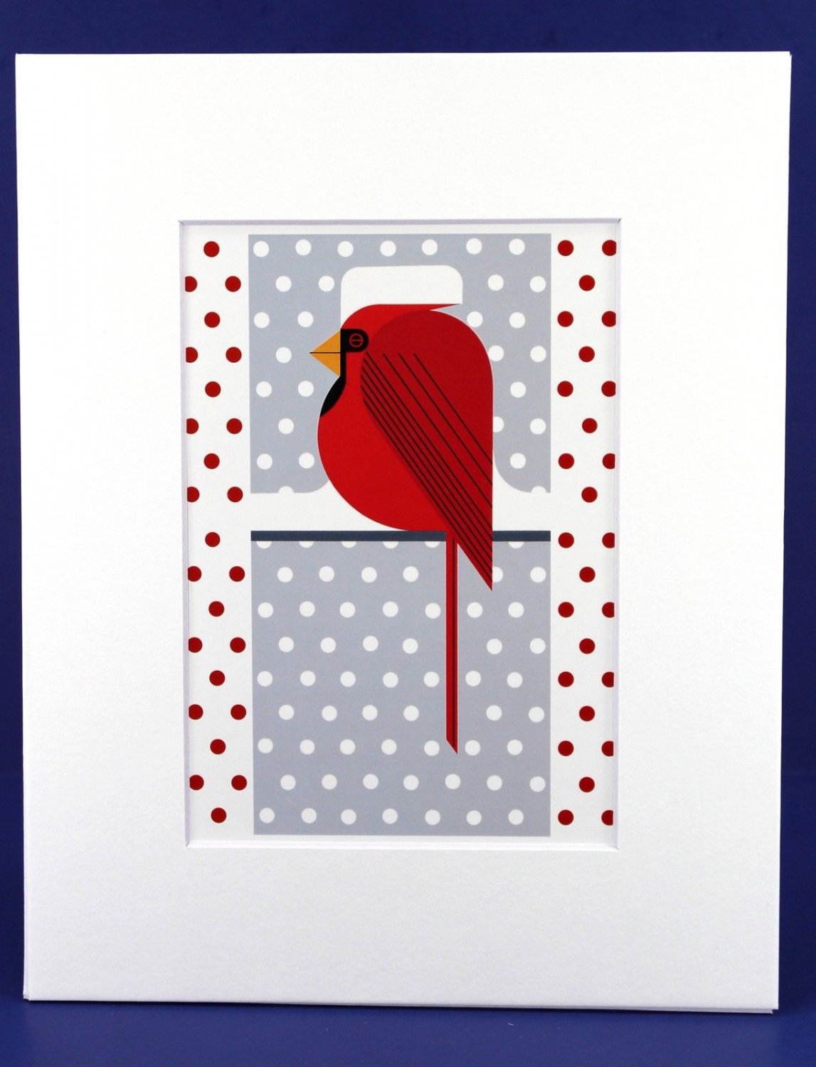 Charley Harper Print, Cool Cardinal, White Matted, 22483