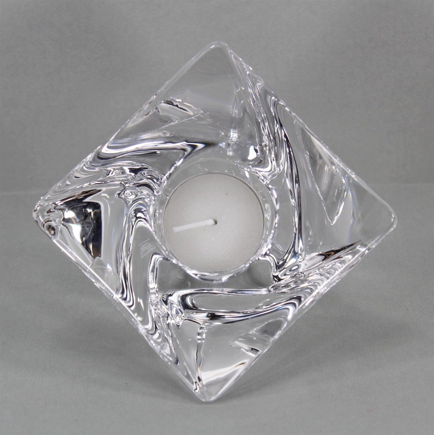 Orrefors Tornado Crystal Votive Candle Holder, Made in Sweden, Swedish