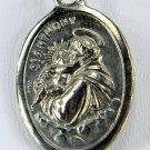 St. Anthony and St. Francis Double Sided Catholic Medal, Oval, Marked Italy, 21855