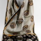 Vera Neumann All Silk Vintage Rectangular Scarf Medallions, Shields, Cords, 18365