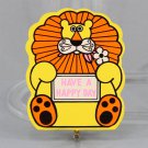 Lion Wall Plaque with Hook, Painted Wood, Have a Happy Day Sign, Takahashi Japan, 22910