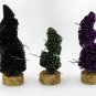 Department 56 Halloween Topiaries, Black, Green, Purple, Glittered Trees, 23127