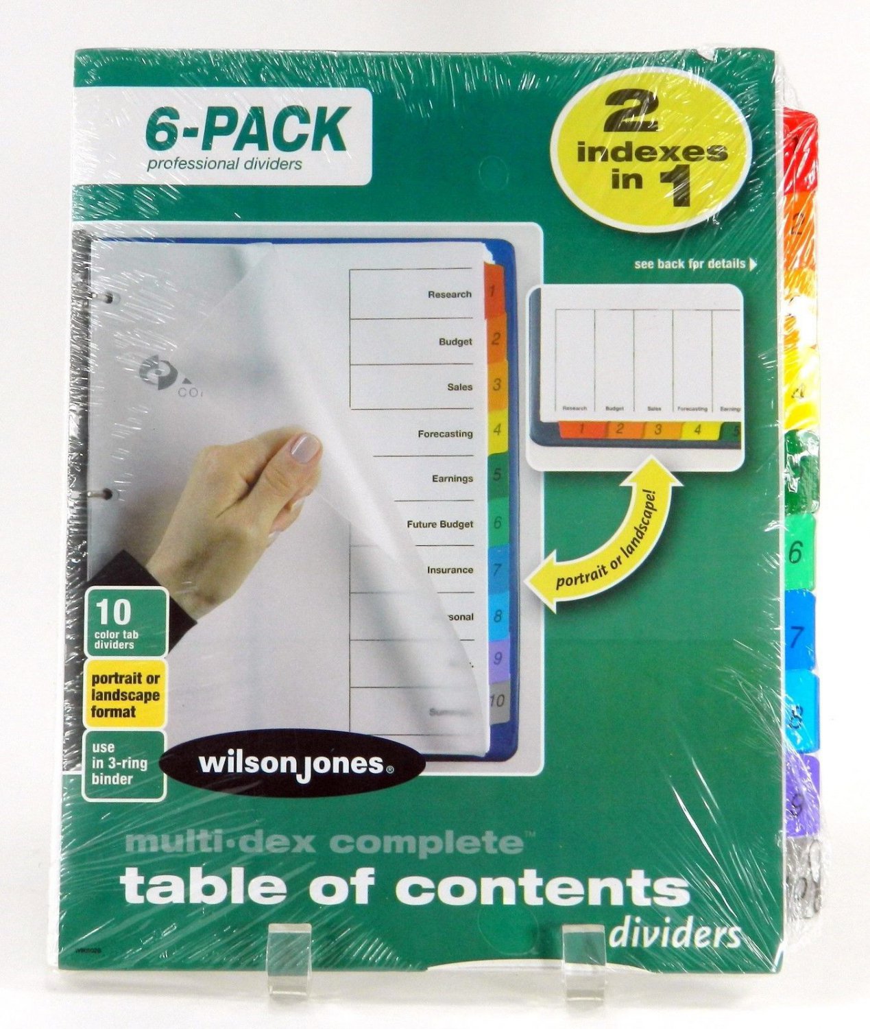 Wilson Jones Dividers, Complete Table of Contents, 10 Color Tab 6 Pack Multi Dex, 21758