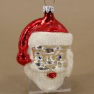 Santa Head Christmas Ornament, Painted Glass, Vintage, West Germany, 23594