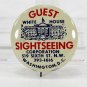 White House Sightseeing Guest Button, Tin Litho Pin, Badge with Image, Vintage, 23436