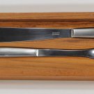 Danish Carving Set, Stainless Steel in Teak Sliding Box, Made in Denmark, Mid-Century, 22159