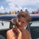 Monkey on a Lady's Shoulder, 1950's Vintage Color Slide, 22893