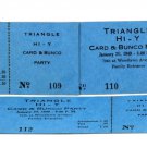 Chicago YMCA Card & Bunco Party Tickets, 1949, Triangle HI - Y 79th & Woodlawn, 22418
