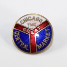 Vintage Enamel Lapel Pin, Chicago The Great Central Market, Red, White, Blue, Noble & Co., 22340