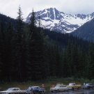 Vintage Automobiles, Old Cars on Roadway, 1964 Color Slide, 22957