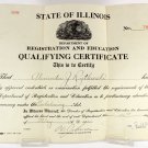 Embalming Qualifying Certificate, 1930, State of Illinois, Funerary, Mortuary, 23517