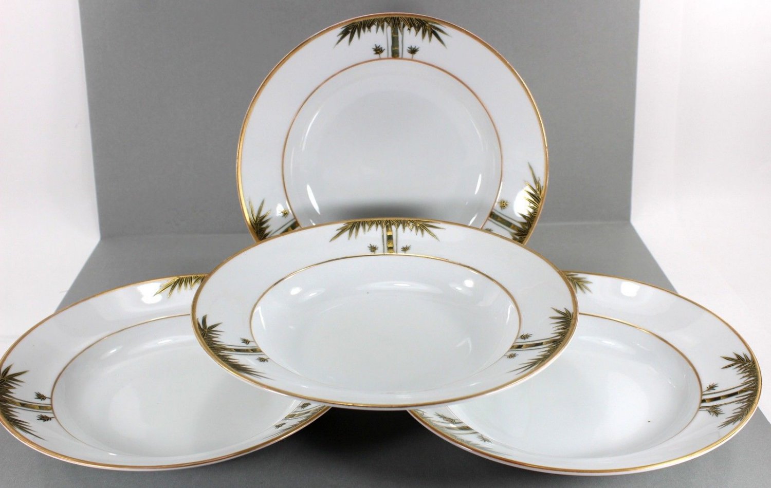 Soup or Serving Dishes, Bamboo Pattern, Set of 4, 9" Wide, Unknown Maker, 23530