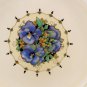 Crown Ducal Blue Pansy Vintage 9" Embossed Rim Plate, Gainsborough, England, 23533
