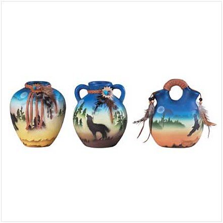 3423500 3 Pc Southwestern Painted Vases