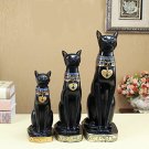 12" Matte Black Egyptian Ancient Style Cat Goddess Bastet Statue Medium Size