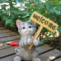 Decorative Kitten with Welcome Plaque Sculpture Statue