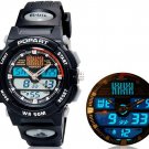 Unisex Dual Movement Digital Waterproof Sports Watch with Backlight (Black) M.