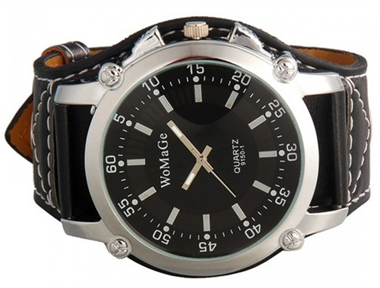 Water Resistant Quartz Movement Analog Watch with Faux Leather Strap