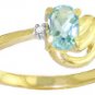 14K. SOLID GOLD RING WITH DIAMOND & AQUAMARINE