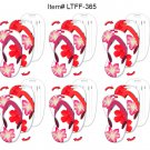 SetOf6 - Lenticular Flip Luggage Tag Flip Flop Shape Hawaiian Flowers #LTFF-365#