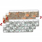Ruler Bookmark Dollar Coins Metric 6 In. Lenticular Flip 3 pcs #RU06-952-MI-S3#