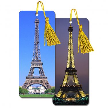 Lenticular Flip Bookmark Eiffel Tower Paris France Day and Night #BM25X65-602#
