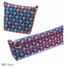 Pencil Case Small Purse Clutch Purple Blue Black Lenticular Set of 2 #SET-111-3#