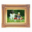 Saint Bernard Dog Boy Gold Leaf Frame 10x13in  #TF-206-PI-FERMO# Vintage